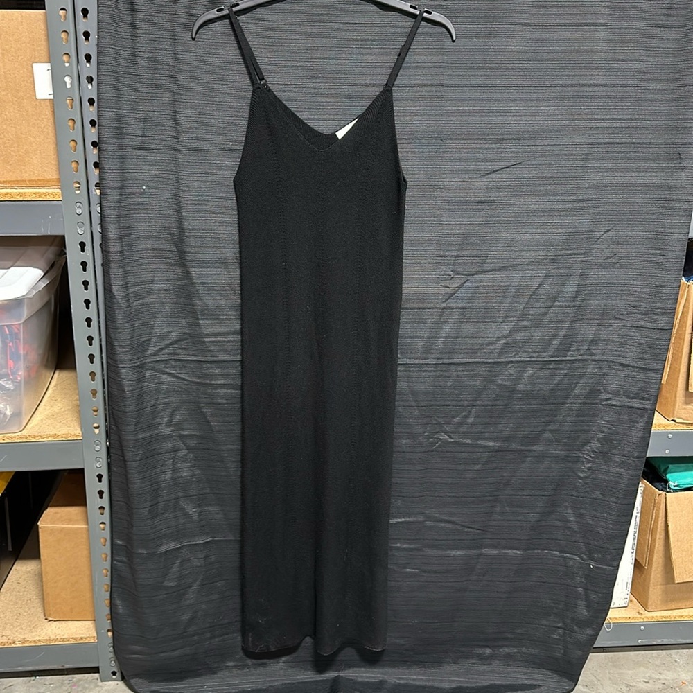Freshman 1996 women’s black Sweater Knit V-Neck dress /adjustable straps Size M - Picture 1 of 8